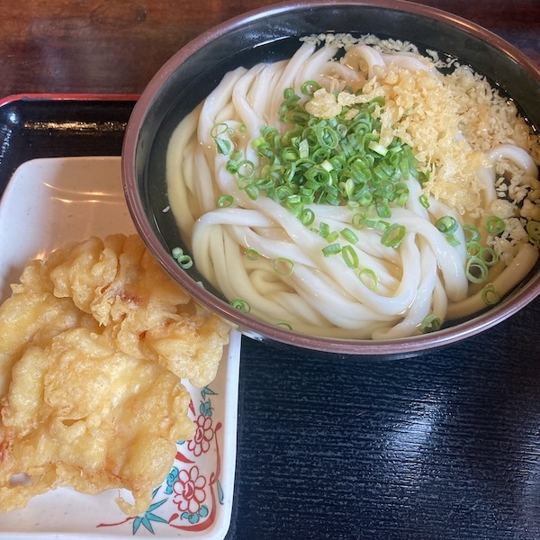 かけうどん冷、とり天