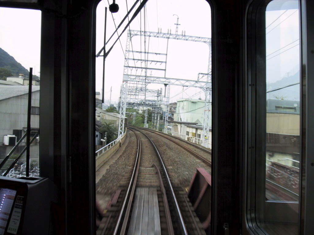 9300系の大山崎駅付近前面展望