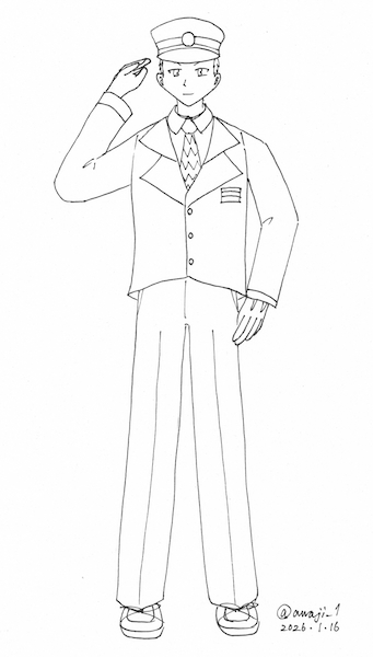 長尾線擬人化線画