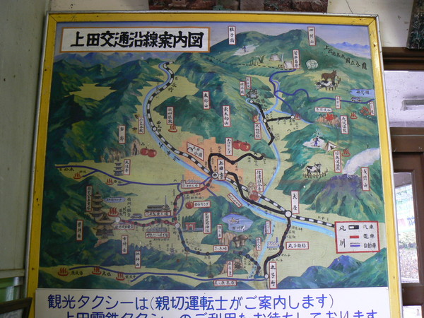 上田交通のイラスト沿線図